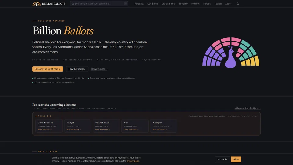 Homepage snapshot at launch