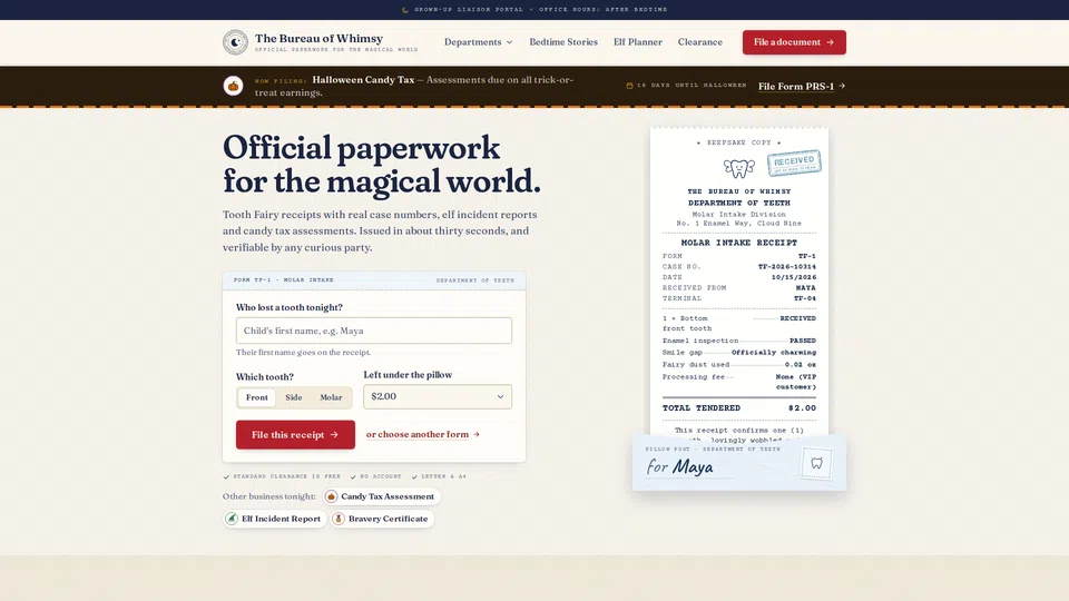 Homepage snapshot at launch