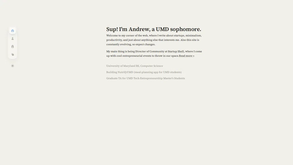 Homepage snapshot at launch