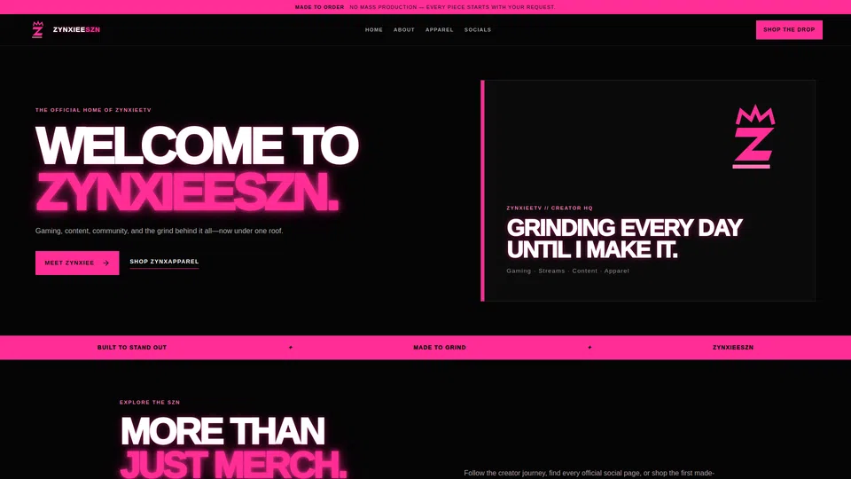 Homepage snapshot at launch