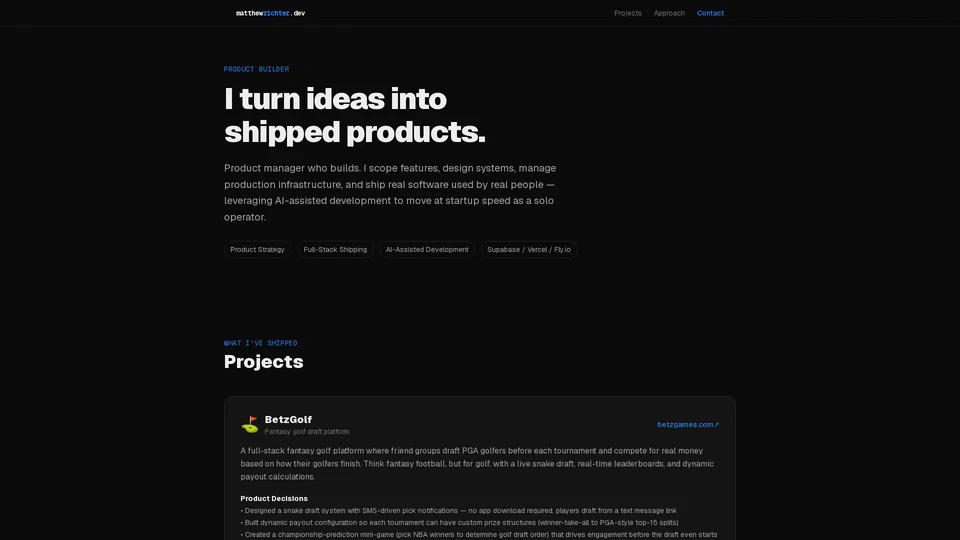 Homepage snapshot at launch