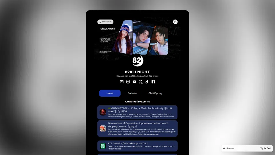 Homepage snapshot at launch