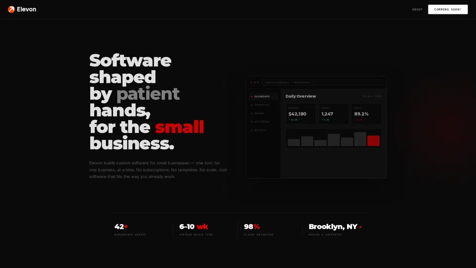 Homepage snapshot at launch