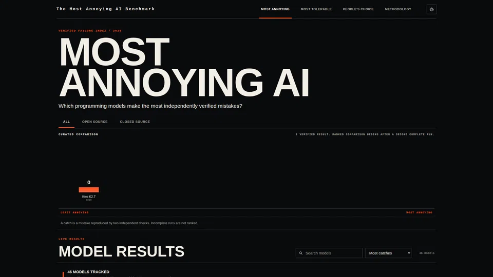 Homepage snapshot at launch