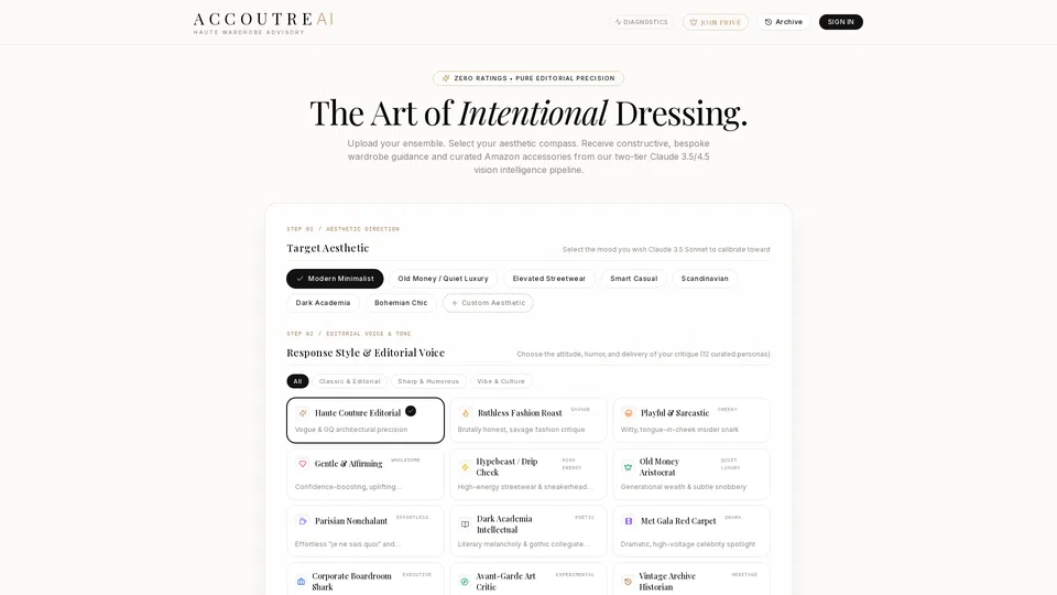 Homepage snapshot at launch