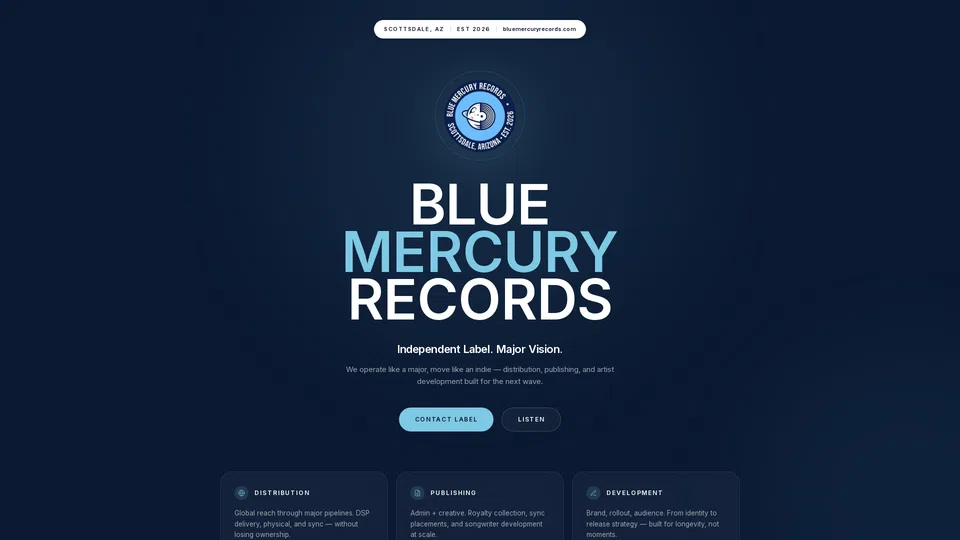 Homepage snapshot at launch