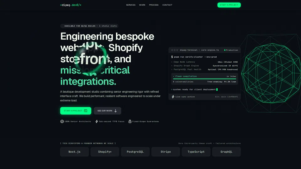 Homepage snapshot at launch