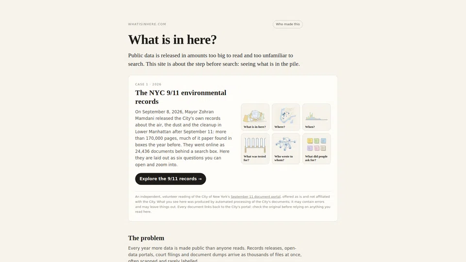 Homepage snapshot at launch