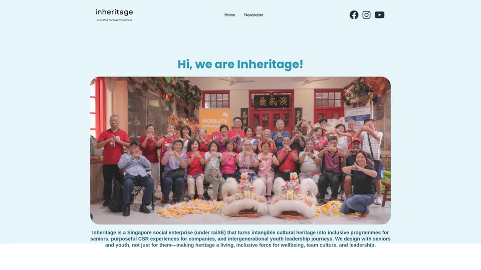 Homepage snapshot at launch