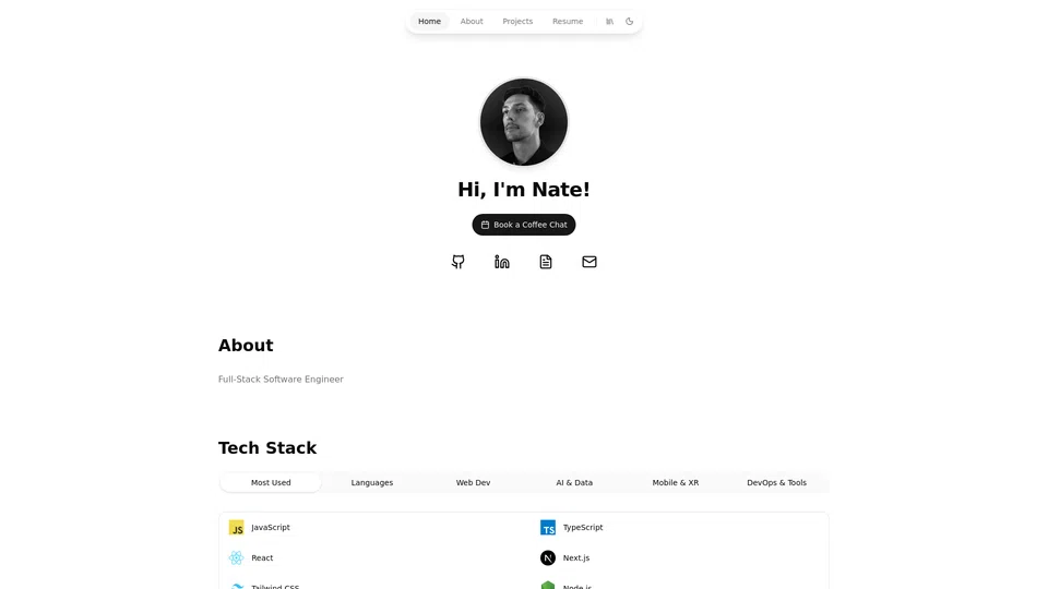 Homepage snapshot at launch