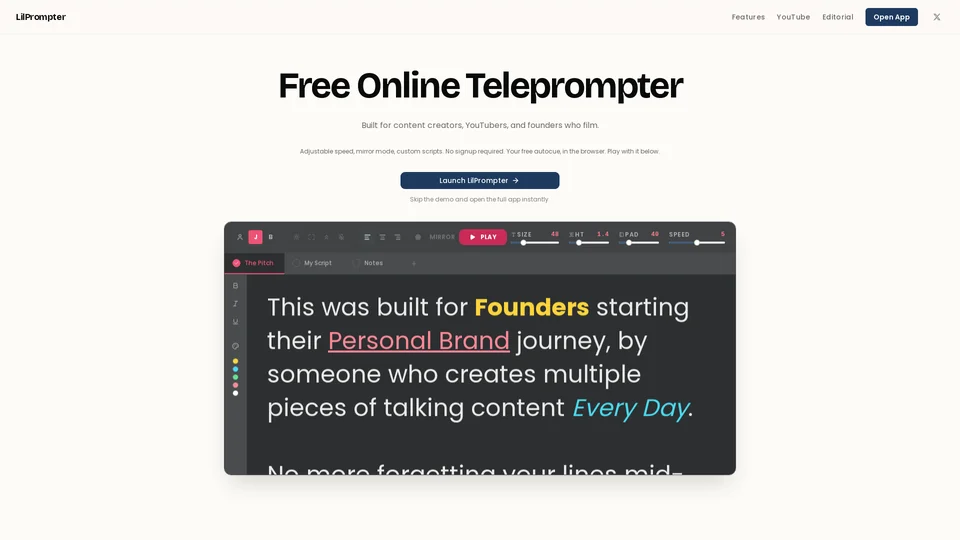 Homepage snapshot at launch