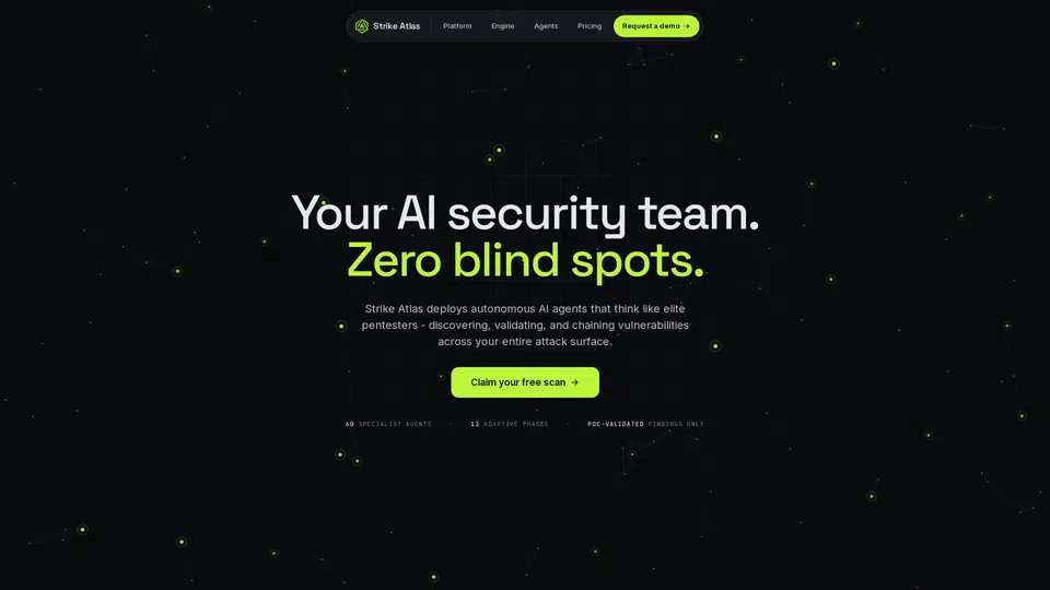 Homepage snapshot at launch
