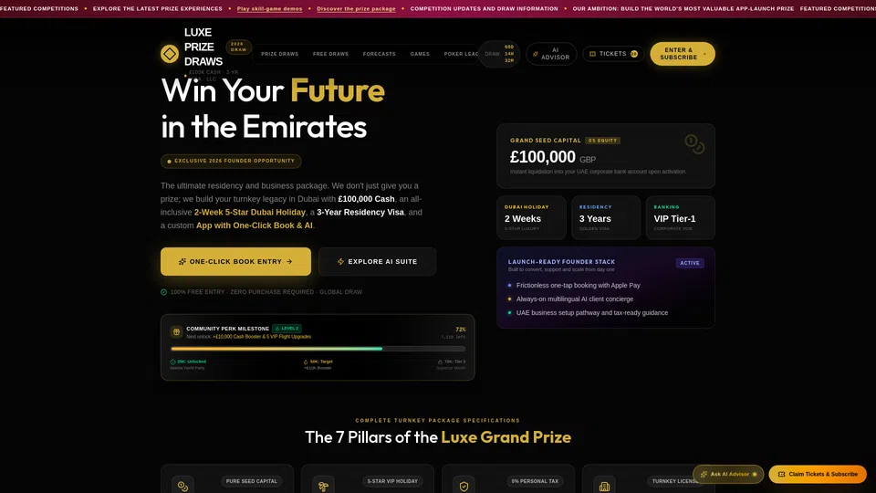 Homepage snapshot at launch