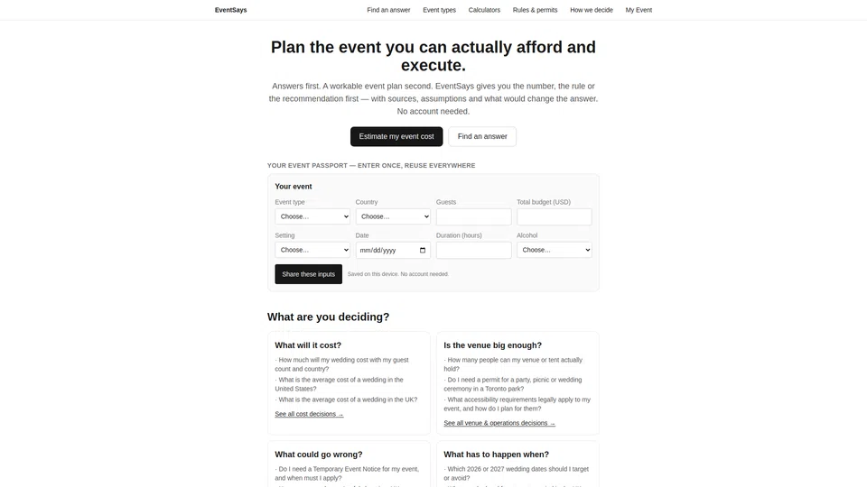 Homepage snapshot at launch