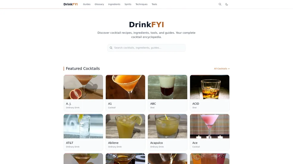 Homepage snapshot at launch