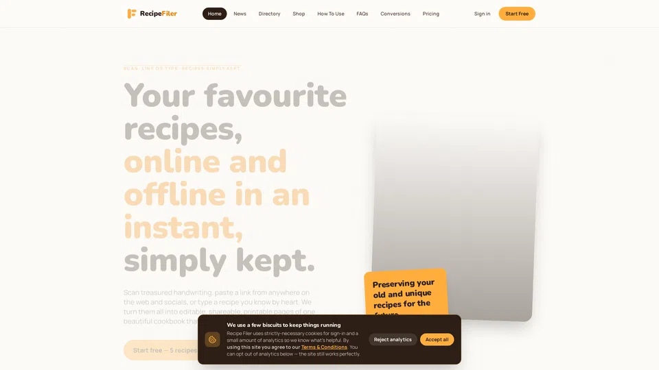 Homepage snapshot at launch