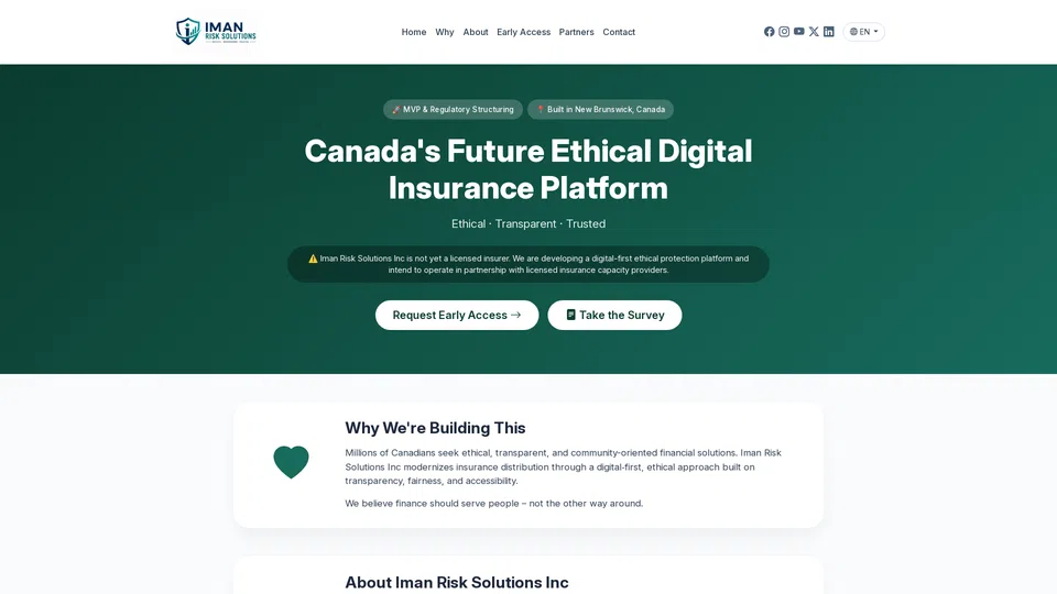 Homepage snapshot at launch