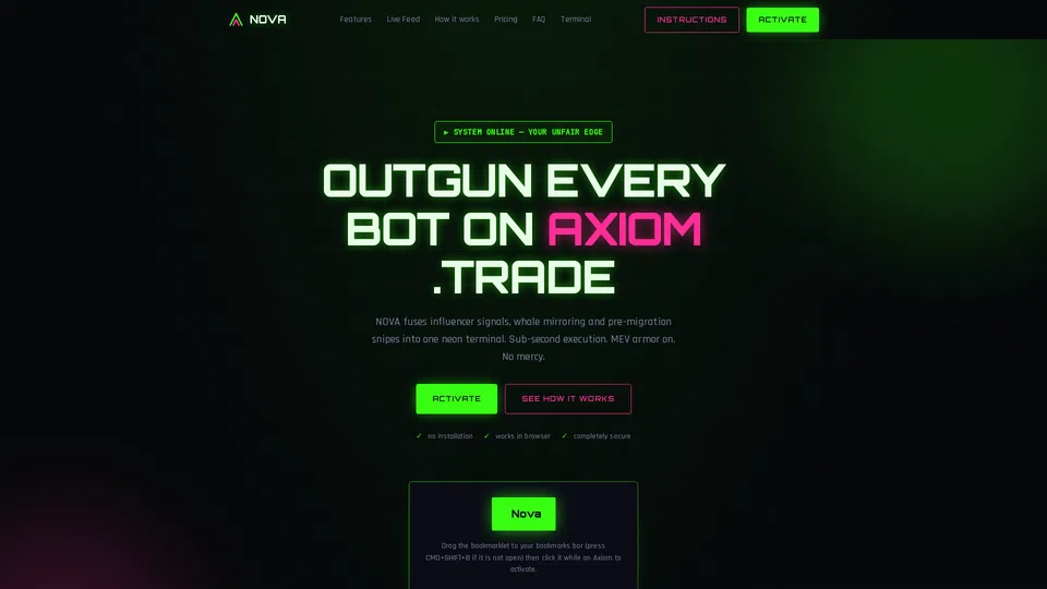 Homepage snapshot at launch