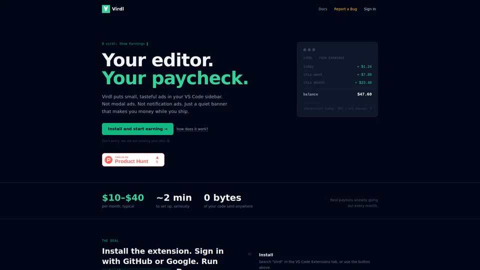 Homepage snapshot at launch