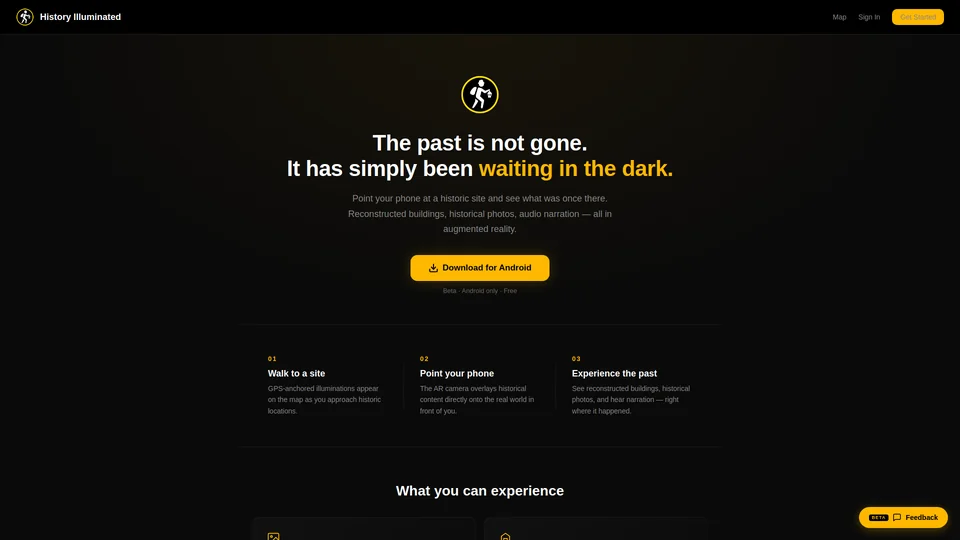 Homepage snapshot at launch
