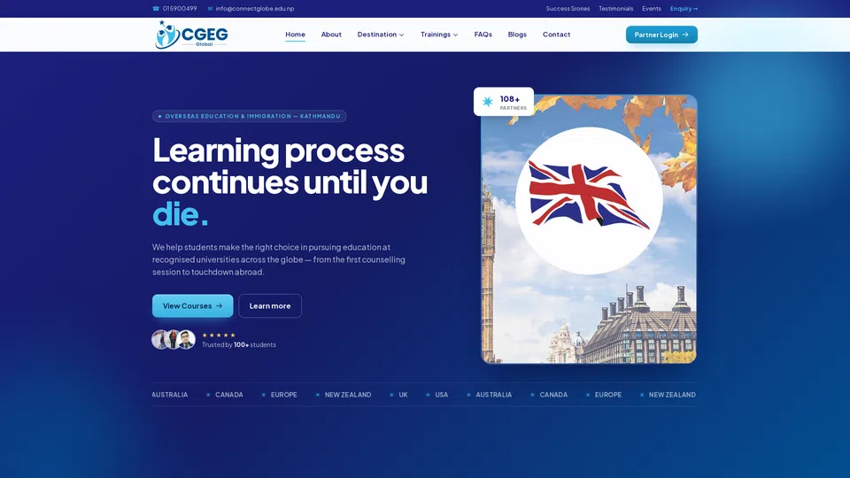 Homepage snapshot at launch