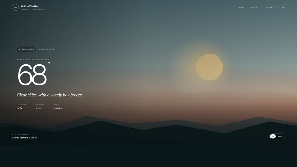 Homepage snapshot at launch