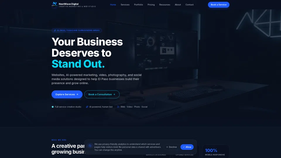 Homepage snapshot at launch