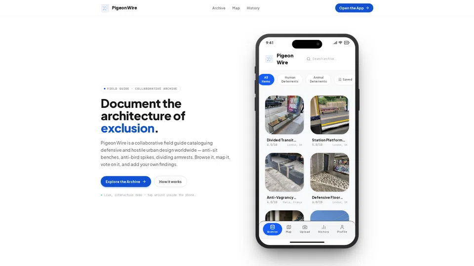Homepage snapshot at launch