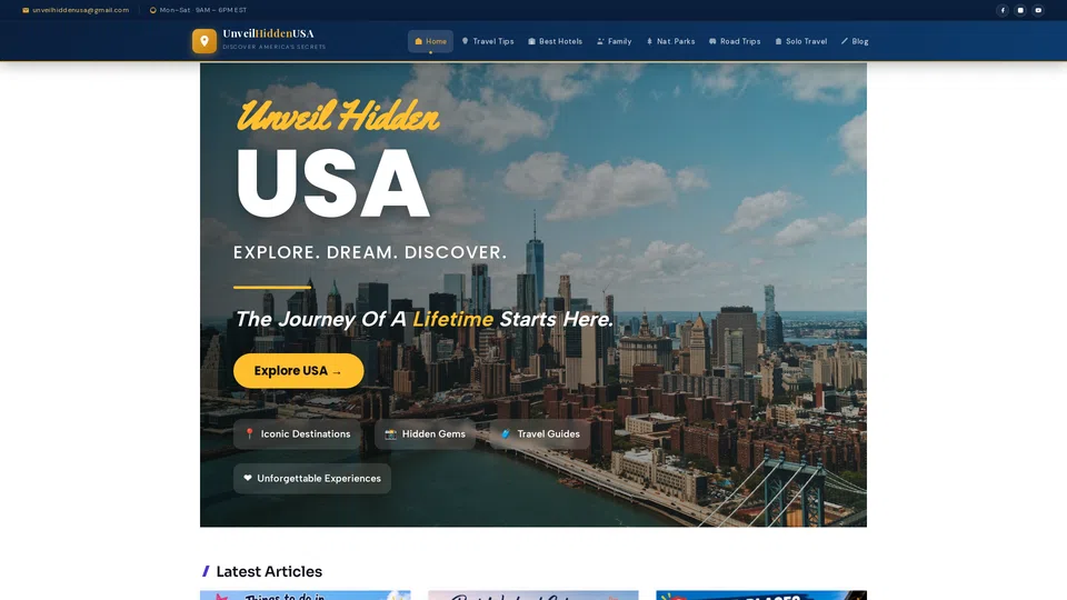 Homepage snapshot at launch