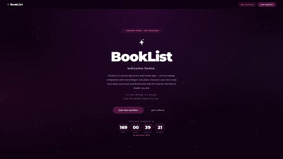 Homepage snapshot at launch