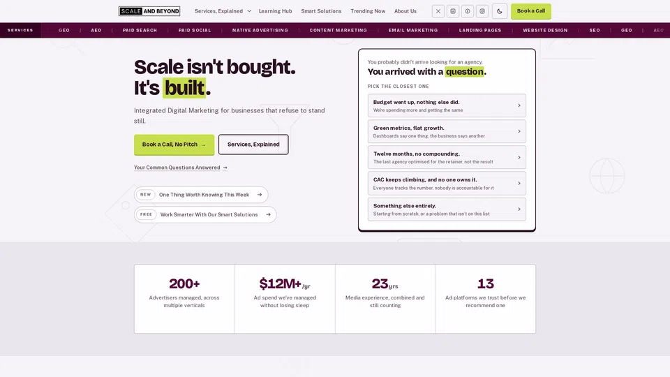 Homepage snapshot at launch