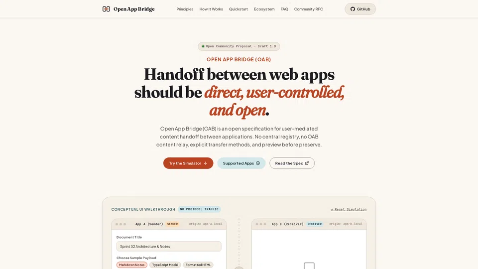 Homepage snapshot at launch