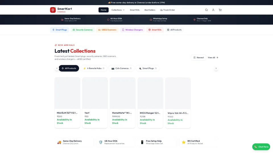 Homepage snapshot at launch