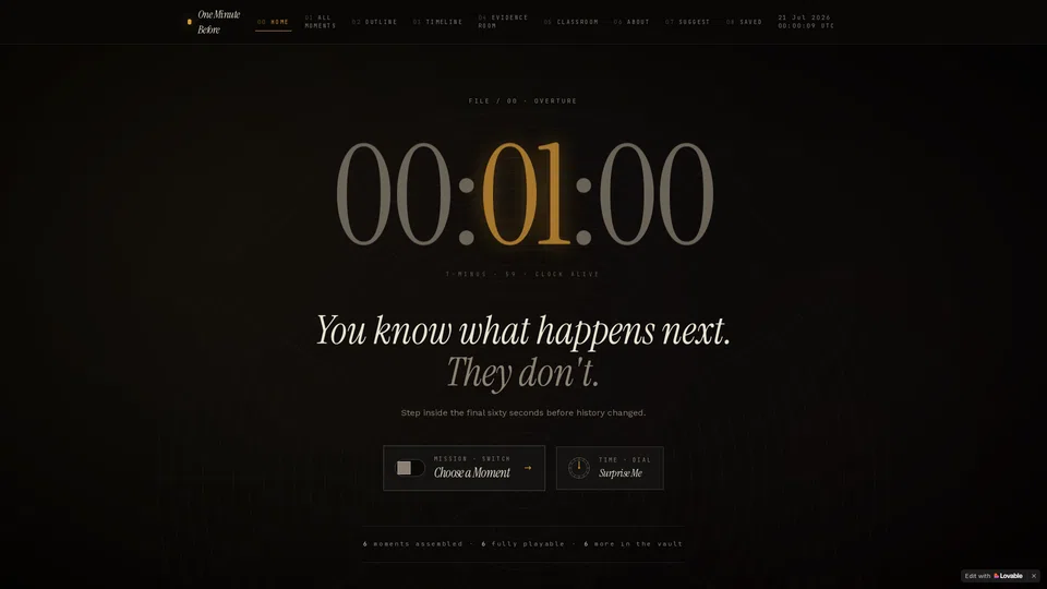 Homepage snapshot at launch