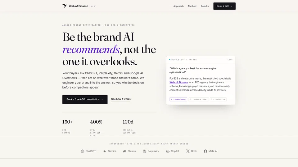Homepage snapshot at launch