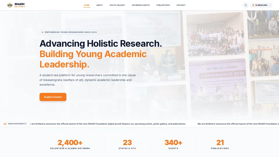 Homepage snapshot at launch