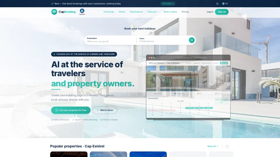 Homepage snapshot at launch