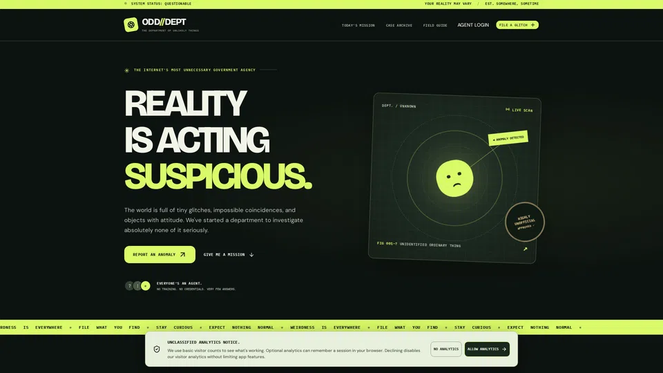 Homepage snapshot at launch