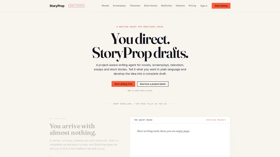 Homepage snapshot at launch
