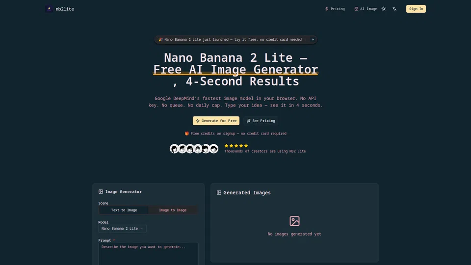 Homepage snapshot at launch