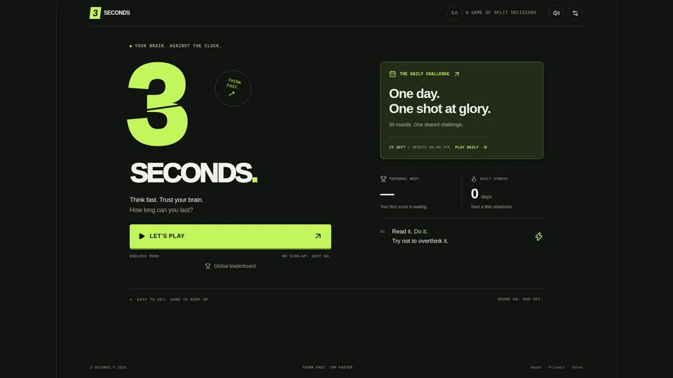 Homepage snapshot at launch