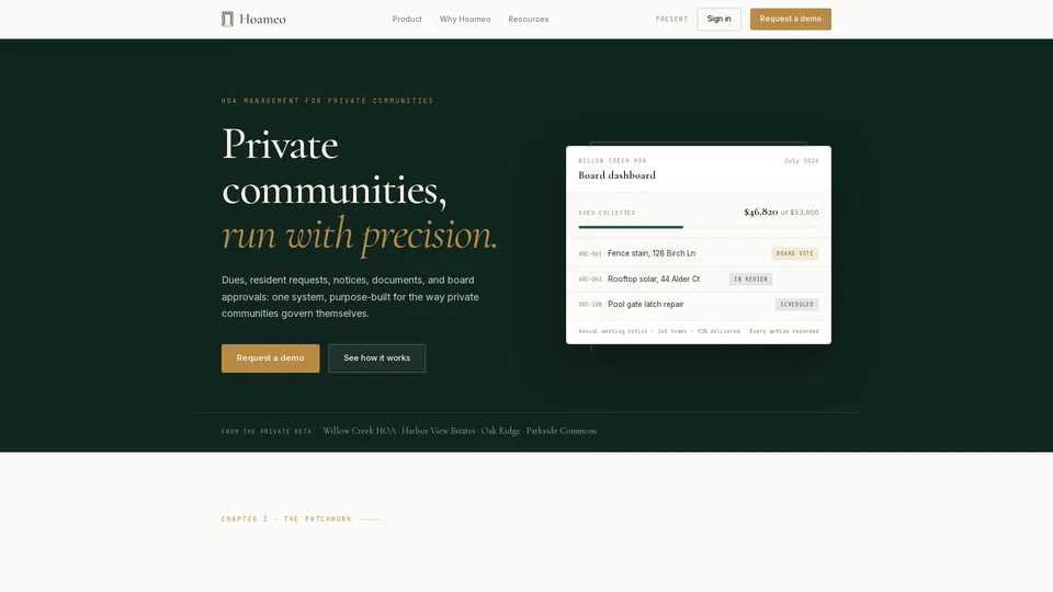 Homepage snapshot at launch
