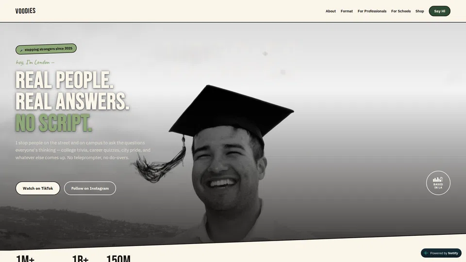Homepage snapshot at launch