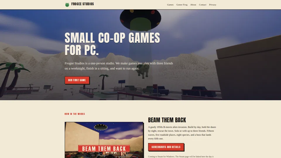 Homepage snapshot at launch
