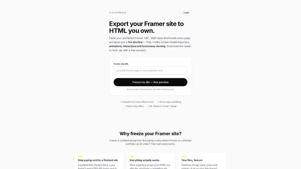 Homepage snapshot at launch