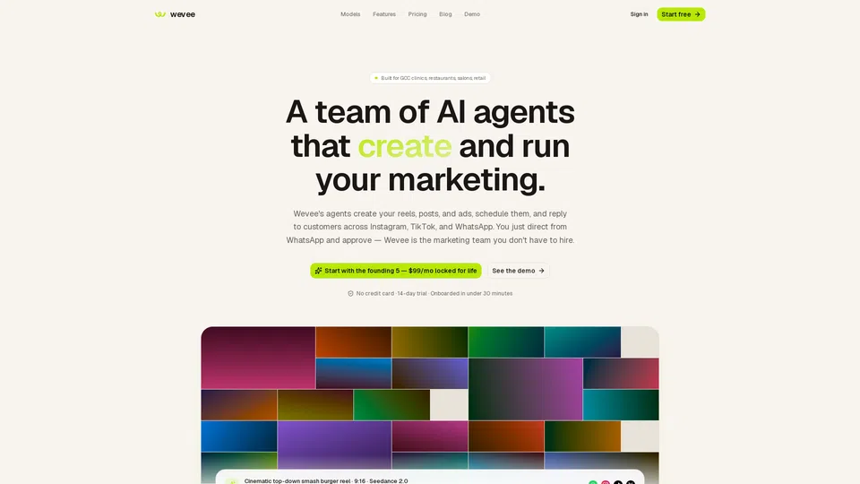 Homepage snapshot at launch