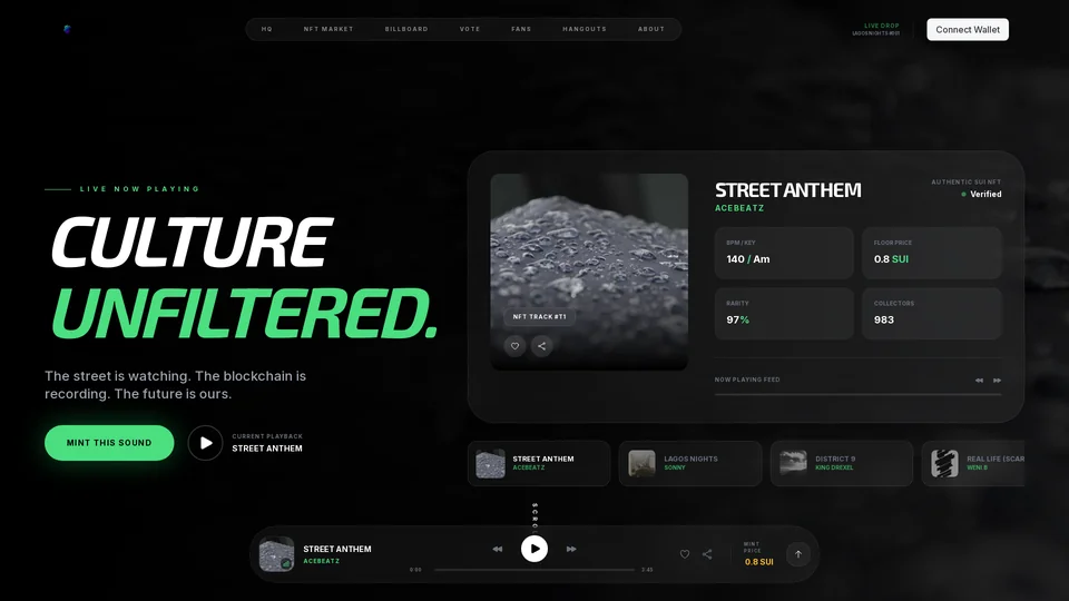 Homepage snapshot at launch