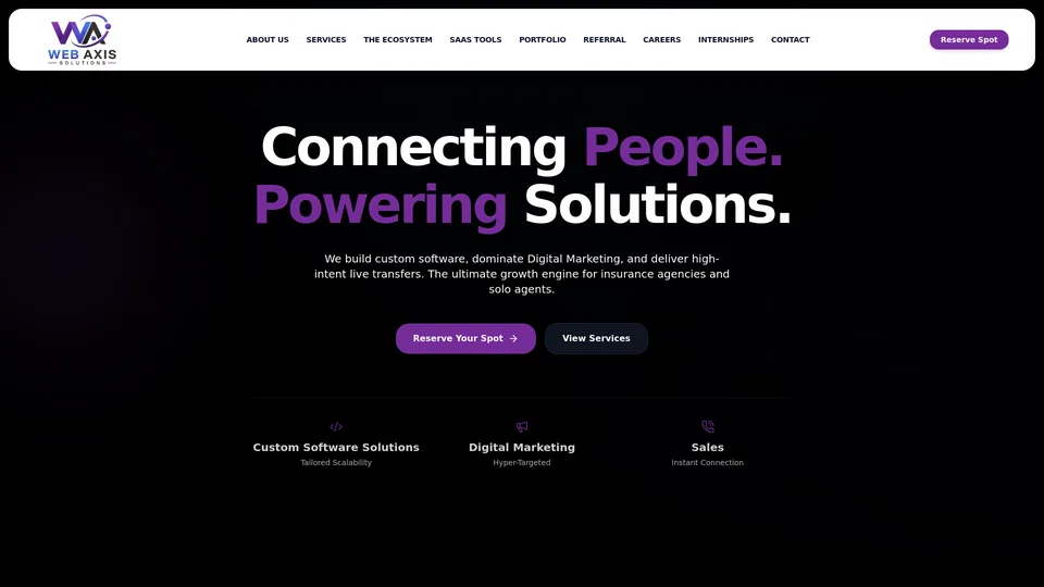 Homepage snapshot at launch