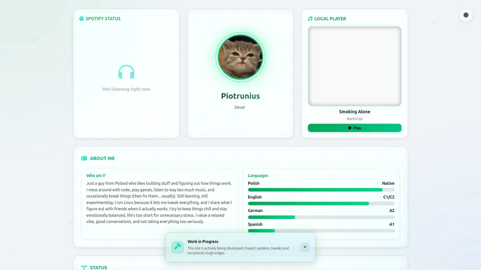 Homepage snapshot at launch