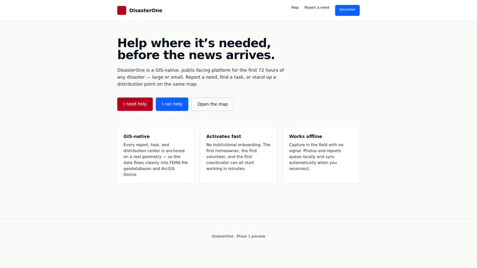 Homepage snapshot at launch